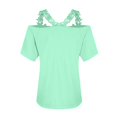 thumbnail image 4 of Kopltyrfg Womens Sexy Cold Shoulder Tops, Casual Off Shoulder Open Shoulder Shirts Mint Green S, 4 of 6