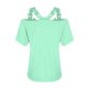 thumbnail image 4 of moda de moda de encaje con cuello en v jersey de manga corta top color sólido camiseta casual verde menta / 5xl, 4 of 6