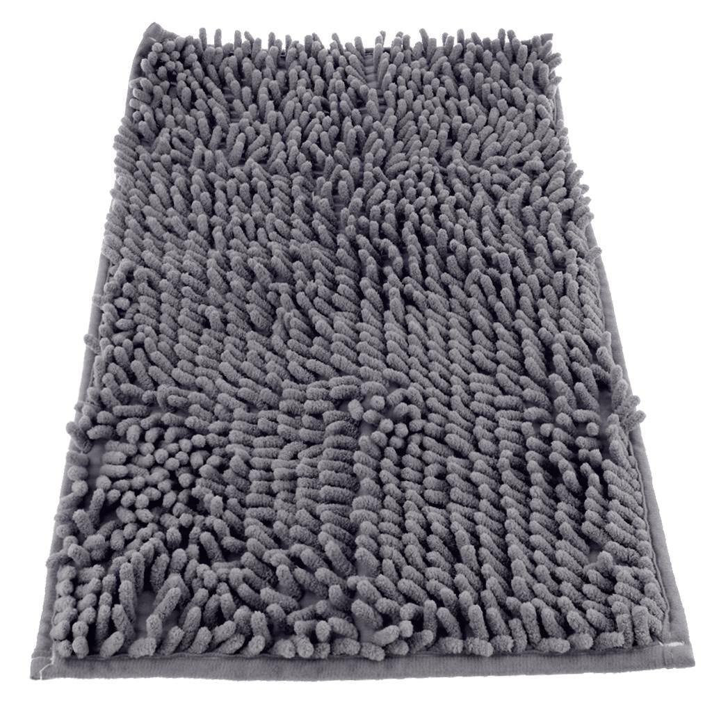 LOVIVER Plush Chenille Bath Rugs Absorbent Microfiber Area Rug Non-Slip Runner Carpet Gray 70x120cm Deep Gray 
