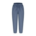 thumbnail image 5 of JUSLIO Womens Pants Comfortable Casual Pockets Drawstring Pants Blue XL, 5 of 5