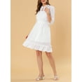 thumbnail image 6 of INSPIRE CHIC Women's Layered Ruffle Hem 3/4 Sleeves Smocked Chiffon A-Line Dress S White, 6 of 9