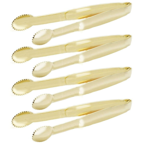 HINMAY Mini pinzas para aperitivos, pinzas pequeñas para servir de 5-3/4 pulgadas, juego de 4 (dorado)