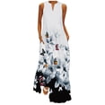 thumbnail image 1 of Robes d'Été pour Femmes Robe Maxi Sans Manches à Imprimé Col en V Robe de Soirée d'Été avec Poches, 1 of 4