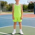 thumbnail image 2 of CAICJ98 Boys Girls 2 Piece Outfits Cute Sleeveless Summer Short Sets Athletic Scoop Neck Tank Top and Shorts with Pockets (Green,7-8 Years), 2 of 7