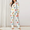thumbnail image 2 of Pofeuu Colorful Crabs Print Womens Pajamas Set Long Sleeve Sleepwear Button Down Nightwear Soft Pj Lounge Sets Button Down Pajamas Women-Small, 2 of 7