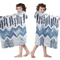 thumbnail image 4 of Blue Chevron Geometric Boho Pattern Hooded Bath Towel，50"x30" for Ages 3 To 12 Kids, Quick Dry Lightweight Soft Microfiber Hood Beach Towel Cover Up for Kids, 4 of 7