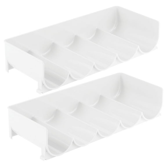 mDesign Plastic Stackable Tiered Bottle Storage Organizer Rack, 2 Pack, White