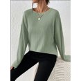 thumbnail image 4 of Honeeladyy Womens Long Sleeve Pullover, Solid Color Textured Lightweight Loose Top for Spring and Autumn Thanksgiving Gift, 4 of 9