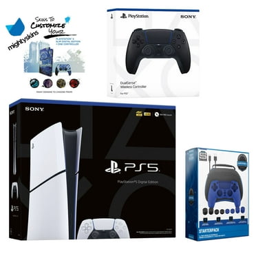 Sony PlayStation 5 Slim Digital with Extra Midnight Black Controller, Pro Gamer Starter Kit and MightySkins Decal Voucher