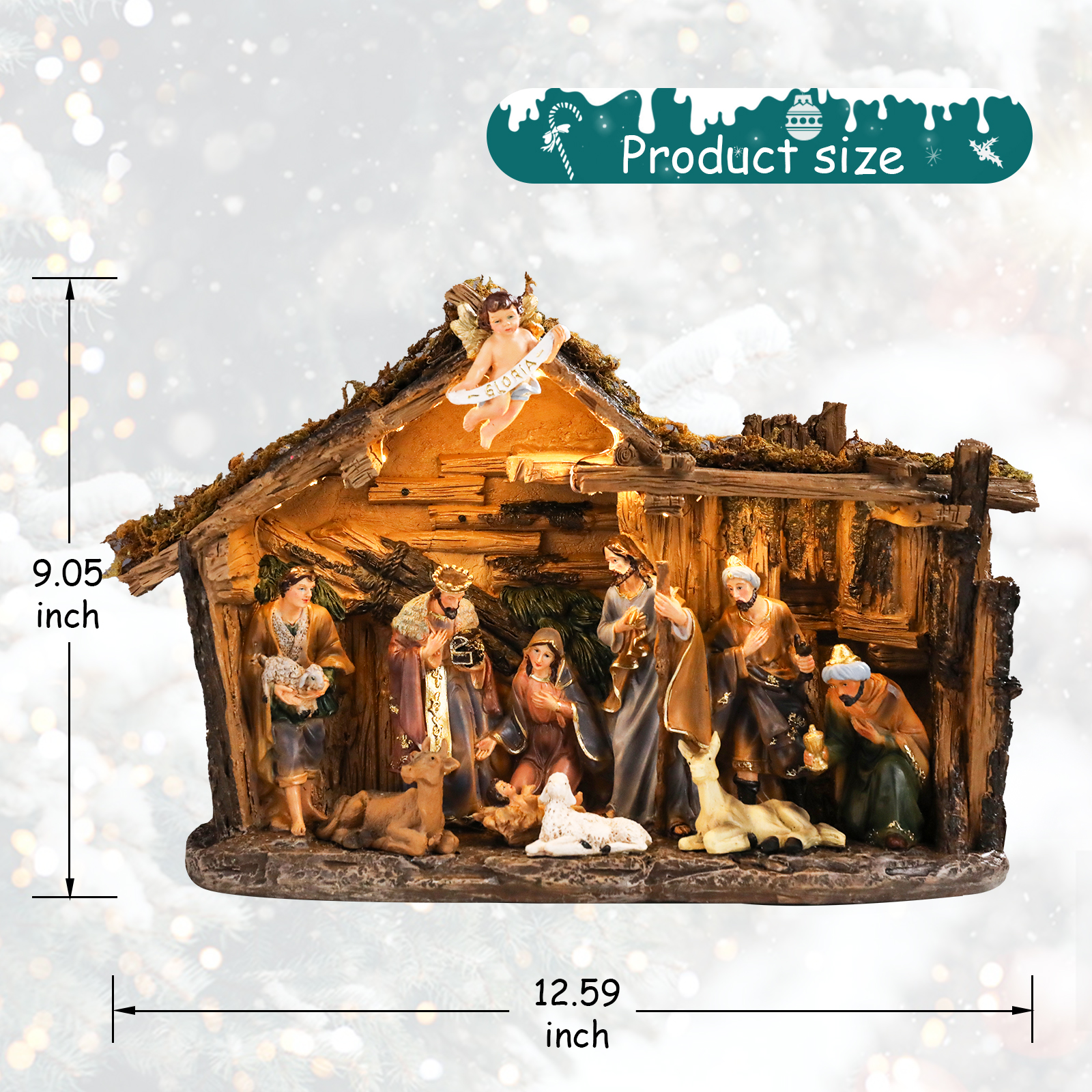 Décoration de Scène de la Nativité de Noël pour Affichage d'Église de Maison de Vacances avec Matériaux Durables 1Pcs [B] Rkxzt