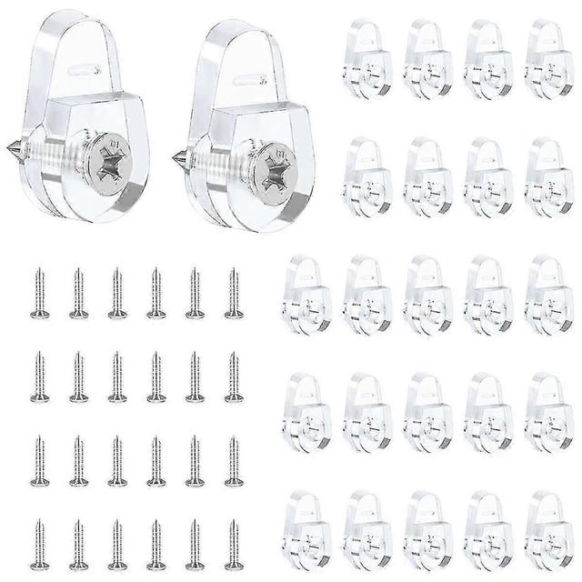 25 Pack Mirror Mounting Clips Kit, Round Mirror Hangers for Wall Glass Retainer Clips Kit Clear Mirror Mounting Clips