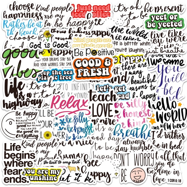 Paquete de pegatinas con cita motivacional, 50 unidades, en inglés positivo