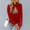 thumbnail image 6 of Enjoytime Womens Oversized Sweatshirt Printed Crewneck Pullover Long Sleeve Tops Casual Xmas Holiday Fall Winter Clothing Wine M, 6 of 6