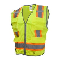 Radians Sv6H Type R Class 2 Heavy Duty Two Tone Mesh Surveyor Vest With Solid Pockets, Green, X-Large