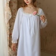 thumbnail image 4 of Sngxgn Nightgown Long Women's Long Sleeve Sleepwear Full Length Nightshirt Soft Sleep Gowns(White,L), 4 of 6