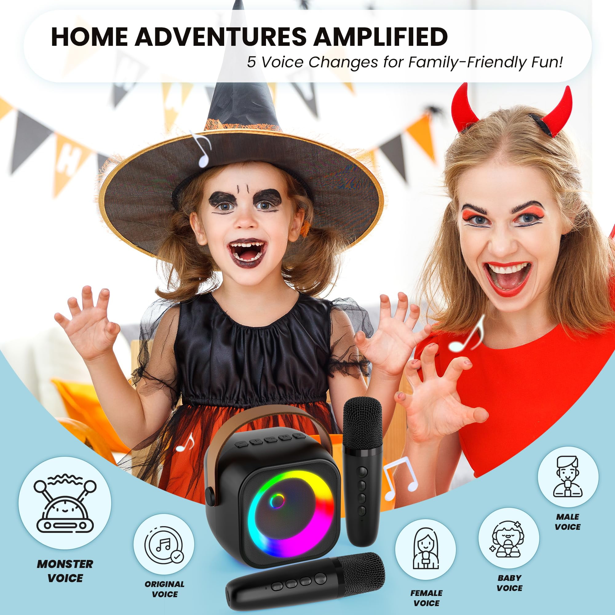 Nobie Vivid Karaoke Machine, Portable Bluetooth Speaker with Wireless Karaoke Microphones for Kids