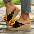 thumbnail image 2 of Mepaouo Platform Flip Flops for Women 2025 Flower Wedge Thong Sandals Summer Beach Slip on Slides, 2 of 7