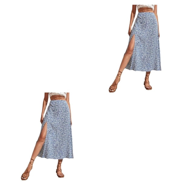 Qarigey larga dividida con estampado informal, elegante, bonita, para oficina, para adolescentes, ropa de primavera y verano, accesorios para Type2 NO2 Qarigey CBP583456
