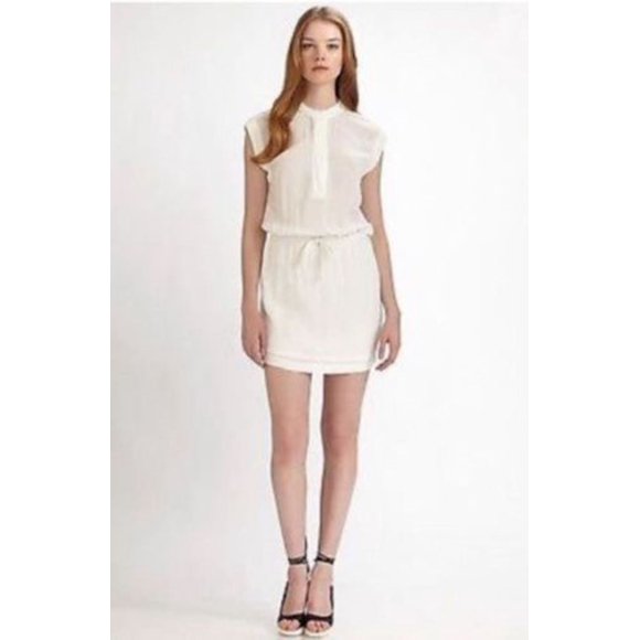 $205 JAMES PERSE Standard DRAWSTRING White LINEN Dress ( 3 )