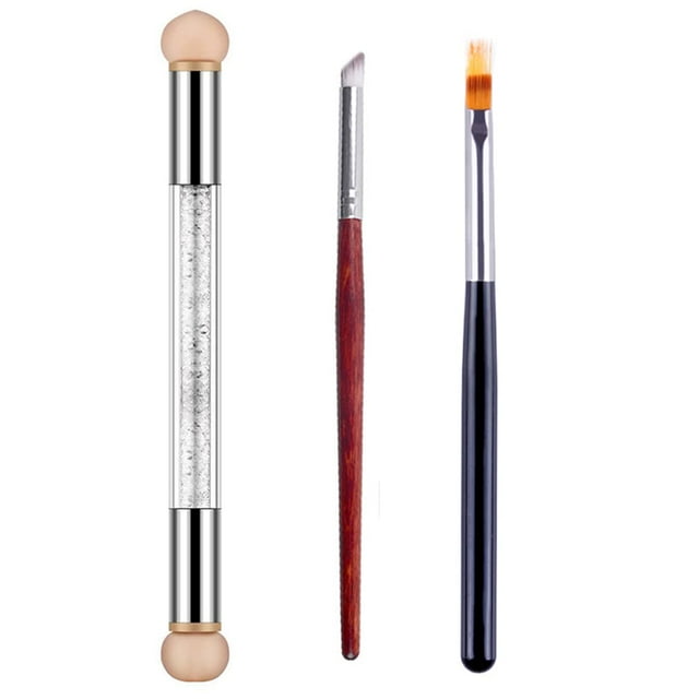 WOKOTO Kit de 3 esponjas degradadas para uñas con doble cabeza, esponja para uñas, pinceles para degradado de uñas, 3 pinceles diferentes para uñas de gel