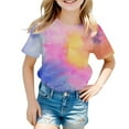 thumbnail image 1 of TZEWGL T-Shirts pour Enfants Imprimé Teinture sur Nœuds Manches Courtes Col Rond pour Filles Garçons Taille 6-7T, 1 of 4