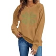 thumbnail image 4 of St. Patrick's Day Sweatshirt for Women Crewneck Long Sleeve Filigree Detailed Shamrock Graphic Ribbed Cuffs Soft Fleece Relaxed Fit Festive Pullover, 4 of 6