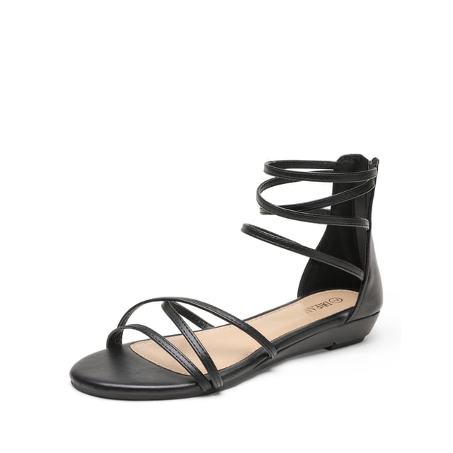 Sandalia DREAM PAIRS Gladiadora con Tiras y Piedras Brillantes Negra Talle 8