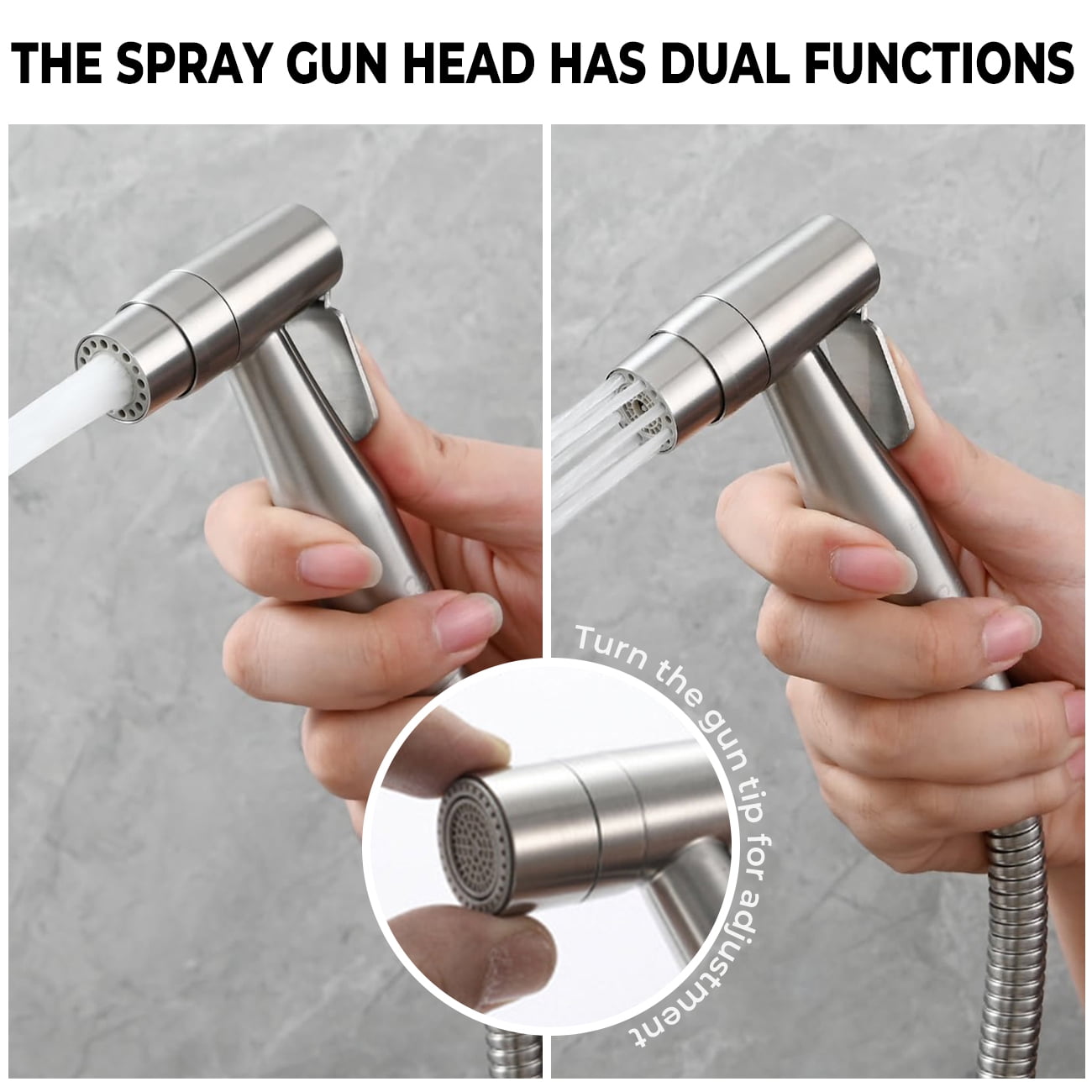 Handheld Toilet Bidet Sprayer for Toilet - 2 Spray Functions for Bathroom Diaper Shower,Premium Stainless Steel Bathroom Bidet Hand-held Toilet Sprinkler