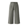 thumbnail image 7 of Edvintorg Cropped Pants For Women Cotton Linen High Waisted Wide Leg Casual Capri Trousers With Pockets Womens Clothes Gray S, 7 of 7