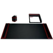 Dacasso Rosewood and Leather Desk Set, 3-Piece