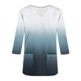 thumbnail image 3 of Aofany Women's Gradient Scrubs Top Professionals Nurse Workwear Uniform Breathable Clinic Plus Size V-Neck 3/4 Sleeve Protective Blouse Loose Tunic Shirt with Pockets, 3 of 3