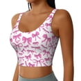 thumbnail image 2 of Picia Pink bows Pattern Sports Bra for Women,Padded Strappy Sports Bras Medium Support Yoga Bra with Removable Cups,Running Yoga Bra-Small, 2 of 8