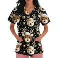 thumbnail image 4 of Garbnen Christmas Scrub Tops Women Print V Neck Short Sleeve Womens Tops Winter Fall Xmas Print Uniform Scrubs with Pockets S-5xl, 4 of 4