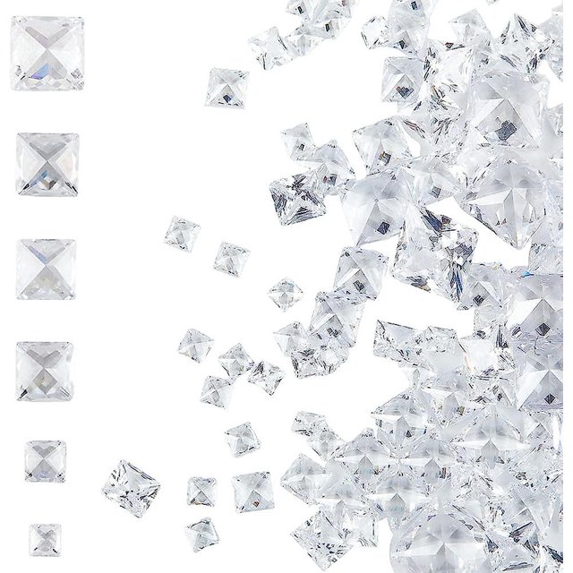200pcs 6 Tamaño Cuadrado Cubic Zirconia Cabujones Sueltos Cz Piedras Cabujones Facetados Flatback Crystal Rhinestone Diamante Gemas Para Pendiente Pulsera Colgante