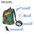 thumbnail image 3 of Disketp Emerald Color Gold Marble print Canvas Backpack Lightweight Travel Daypack Student Rucksack Laptop Backpack-, 3 of 5