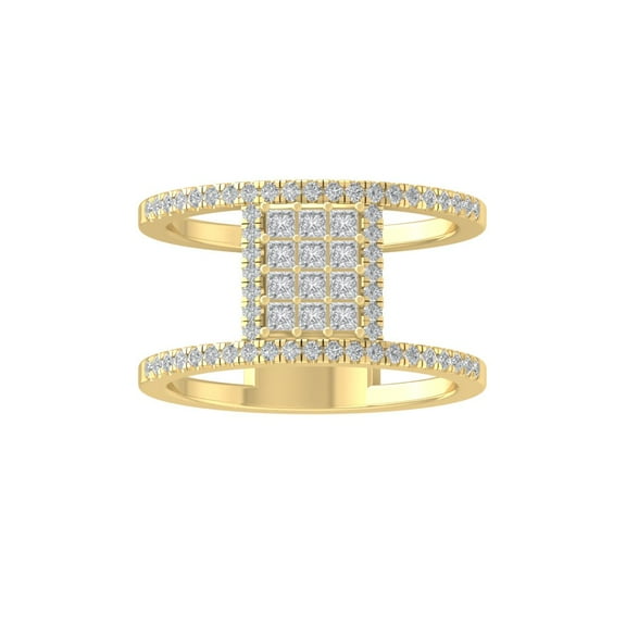 ARAIYA FINE JEWELRY 14K Yellow Gold Round and Princess shape Lab Grown Diamond Band Ring (3/4 cttw, VS Clarity, D-F Color) Size 7.5