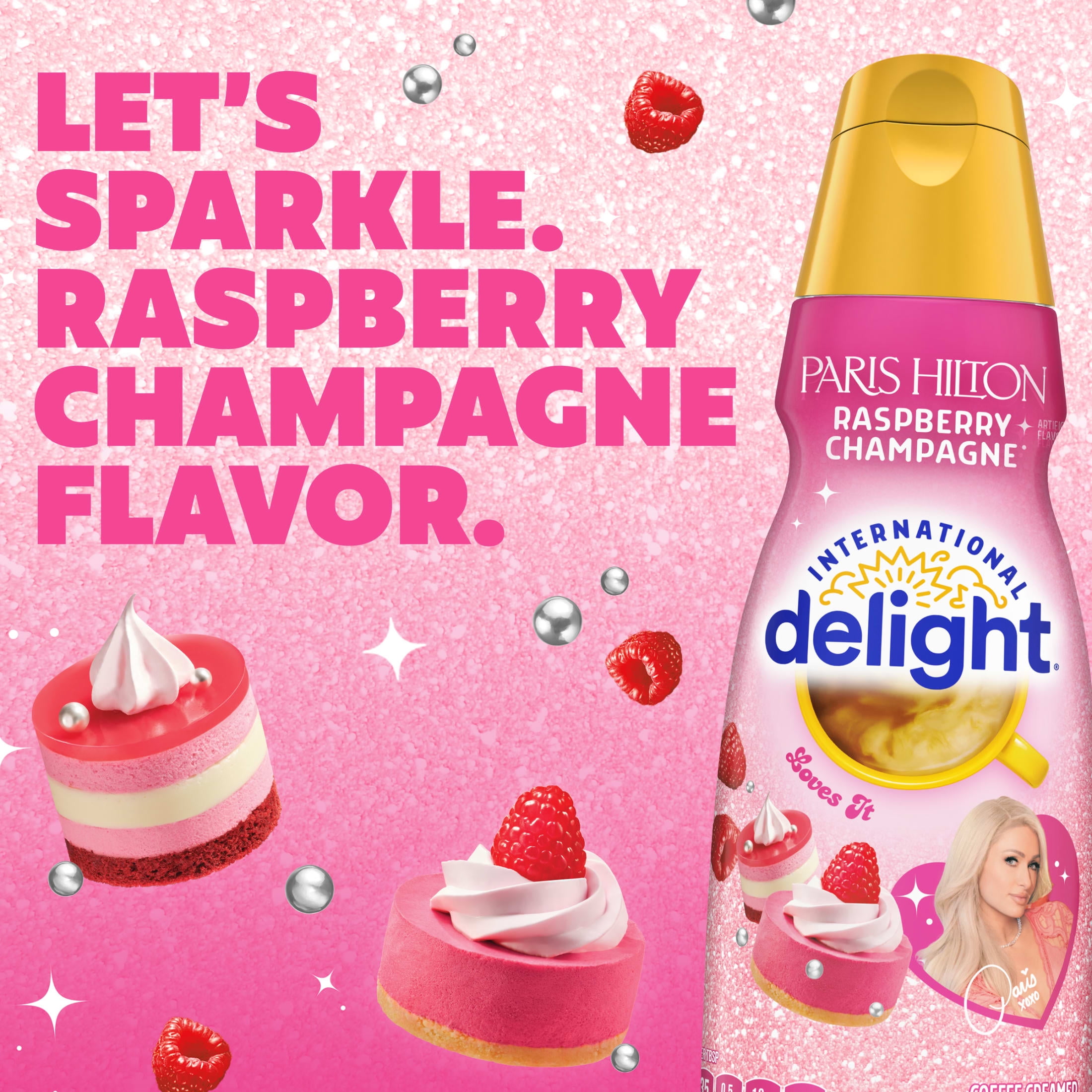 International Delight Paris Hilton Raspberry Champagne Coffee Creamer Bottle, 32 fl oz