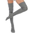 thumbnail image 4 of Fuklindy Women's Cable Knitted Boot Socks, Thigh High Warm Socks Extra Long Winter Thick Stockings Fashion Over Knee Leg Warmers (2Pairs), 4 of 5