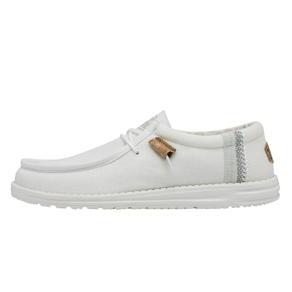 Mocasines Hey Dude Wally Break Stitch, color blanco, talla 15, para hombre