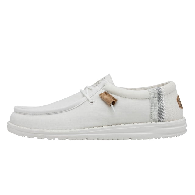 Mocasines Hey Dude Wally Break Stitch, color blanco, talla 13, para hombre