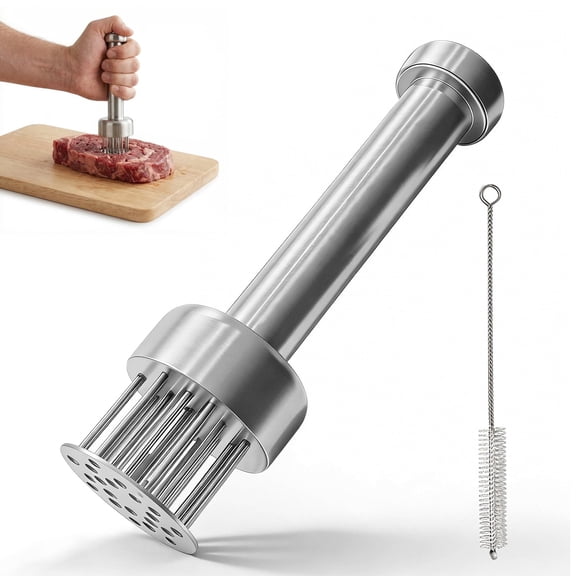 304 Stainless Steel Meat Tenderizer Tool with 21 Sharp Needles, Manual Kitchen Meat Tenderizer for Steak, Chicken, Beef & Pork, Compact and Durable