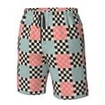 thumbnail image 4 of Balery Colorful Checkered Traje de Baño Estilo Hawaiano para Hombre, Shorts de Secado Rápido con Bolsillos-XX-Large, 4 of 6