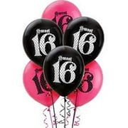 SWEET 16 BALLOONS 5 PINK AND 5 BLACK