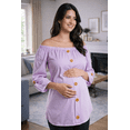 thumbnail image 4 of Blusa Maternidad Off Shoulder Rayón Fresca Cómoda Ropa Embarazo Blusa Mujer Versátil Color Lila, 4 of 4