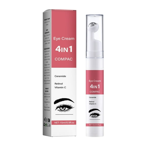 Retinol Eye Cream with Nicotinamide, Retinol, Vitamin C for Puffy Dark Circles Wrinkles Eye Bags Fine Lines, Under Eye Cream with 360° Eye Roller Massage Ball