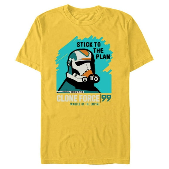 Star Wars The Bad Batch Hunter Quote “Stick to the Plan” - Short Sleeve Blended T-Shirt for Adults - Customized-Yellow