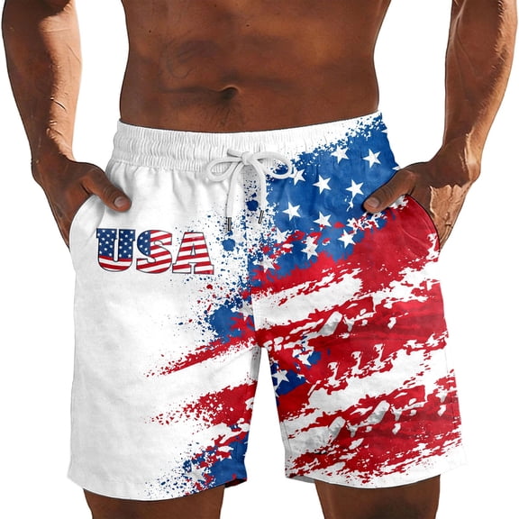 Tfken 4Th Of July Summer Shorts For Men 250Th Anniversary America Independence Day Drawstring Letter Print Shorts With Pockets Patriotic Male Fashion Clothes White