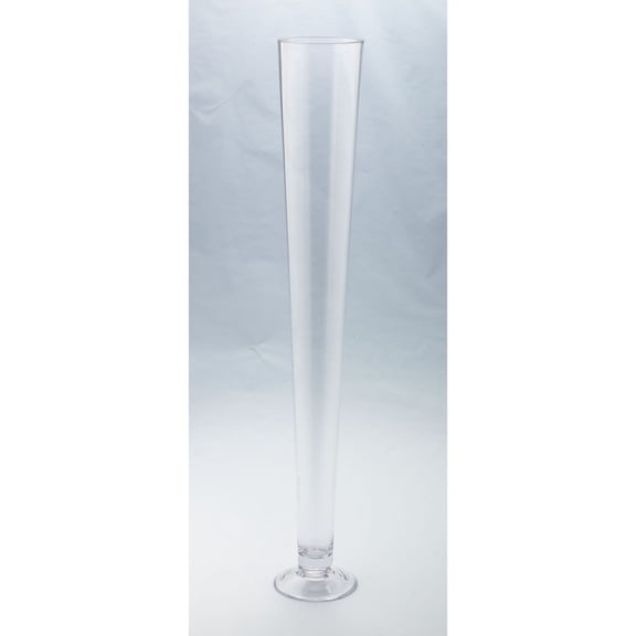 CC Home Furnishings 31.5" Clear Round Based Bud Hand Blown Glass Vase