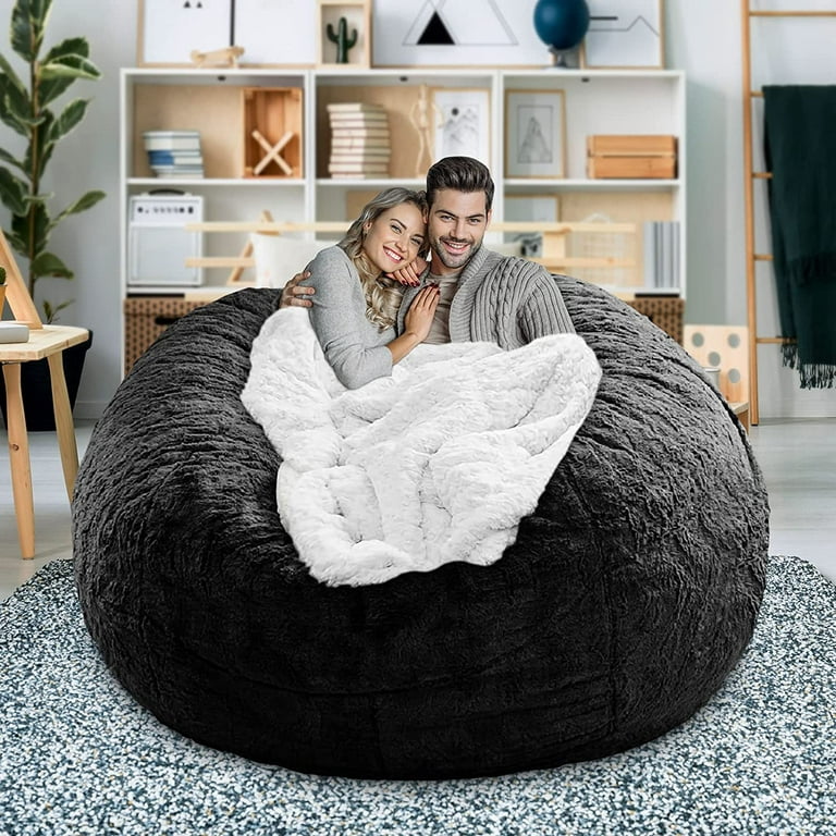Giant Bean Bag, Large Washable Lazy Sofa Bed Cover No Filler Soft Fluffy  Fur Portable Double Seats Memory Foam Stuffed Sofa Lounger Couch Furniture