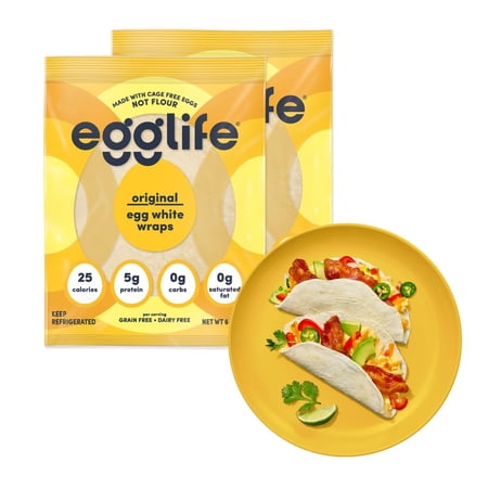white wraps, original, White Wraps, 12 Total Wraps (2-6 Packs) - Gluten , Dairy , No Flour, Sugar , Keto Friendly, Paleo, Low Net Carb, Protein Packed